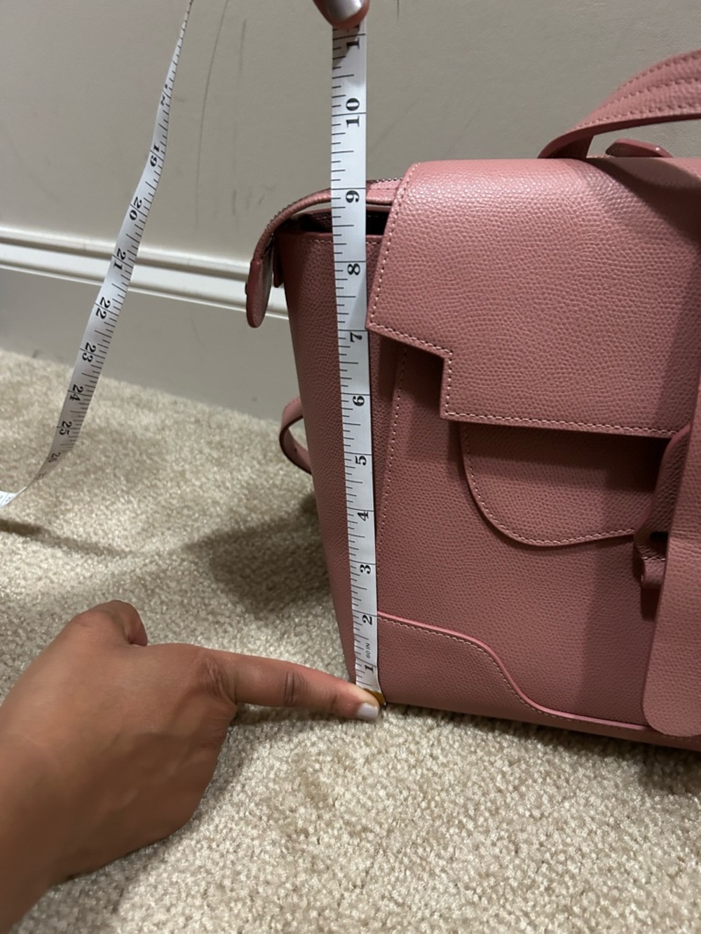 Senreve Pebbled Leather Satchel in Dusty Pink - Picture 8 of 10